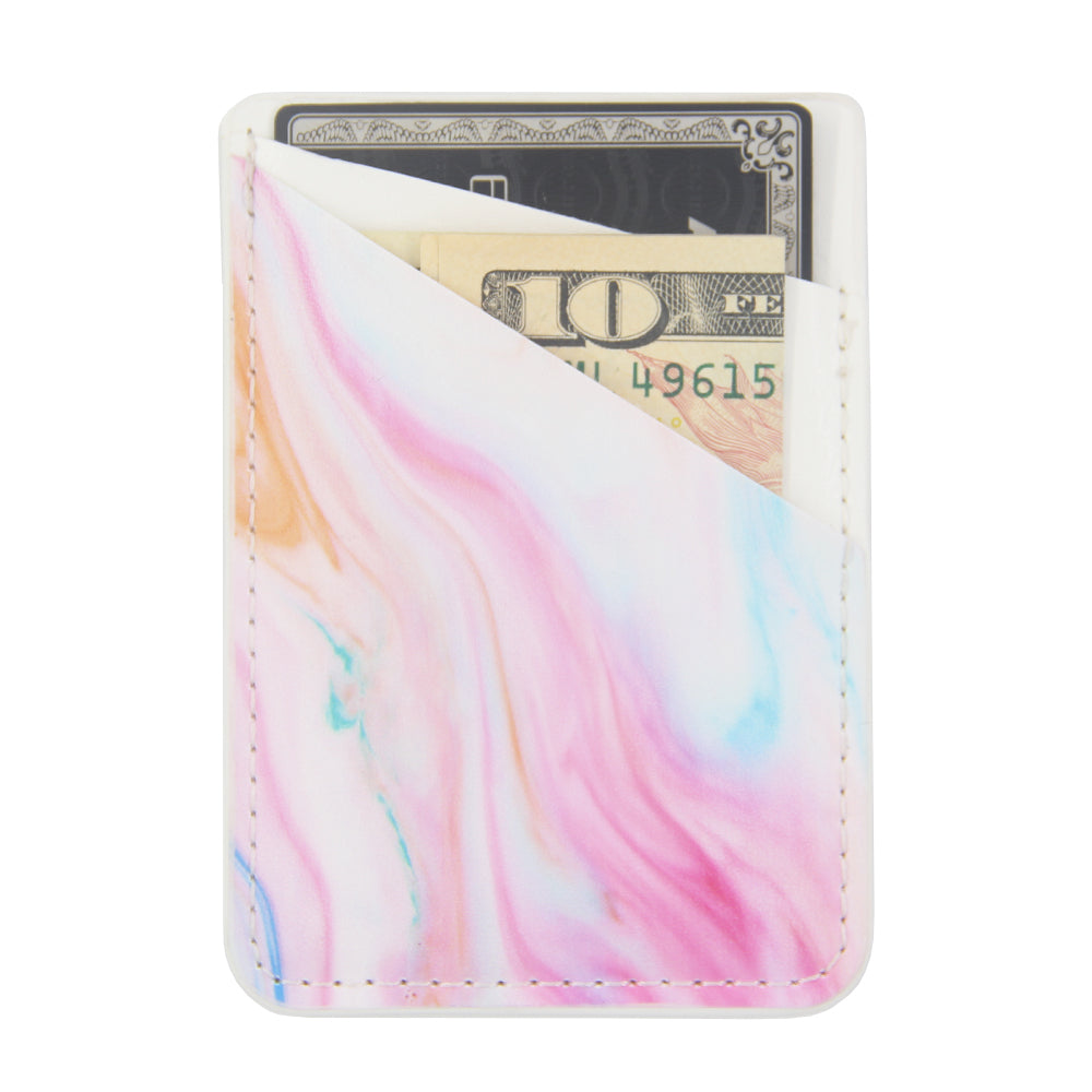 Pastel Marble PU Leather Phone Card Holder