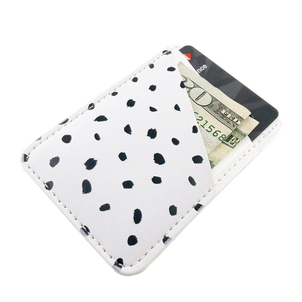 Black White Polka Dots Phone Card Holder