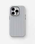 Powder Blue White Vertical Stripe MagSafe iPhone Tough Case - i15 pro tough p1
