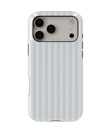 Powder Blue White Vertical Stripe MagSafe iPhone Tough Case - i17PMT p1