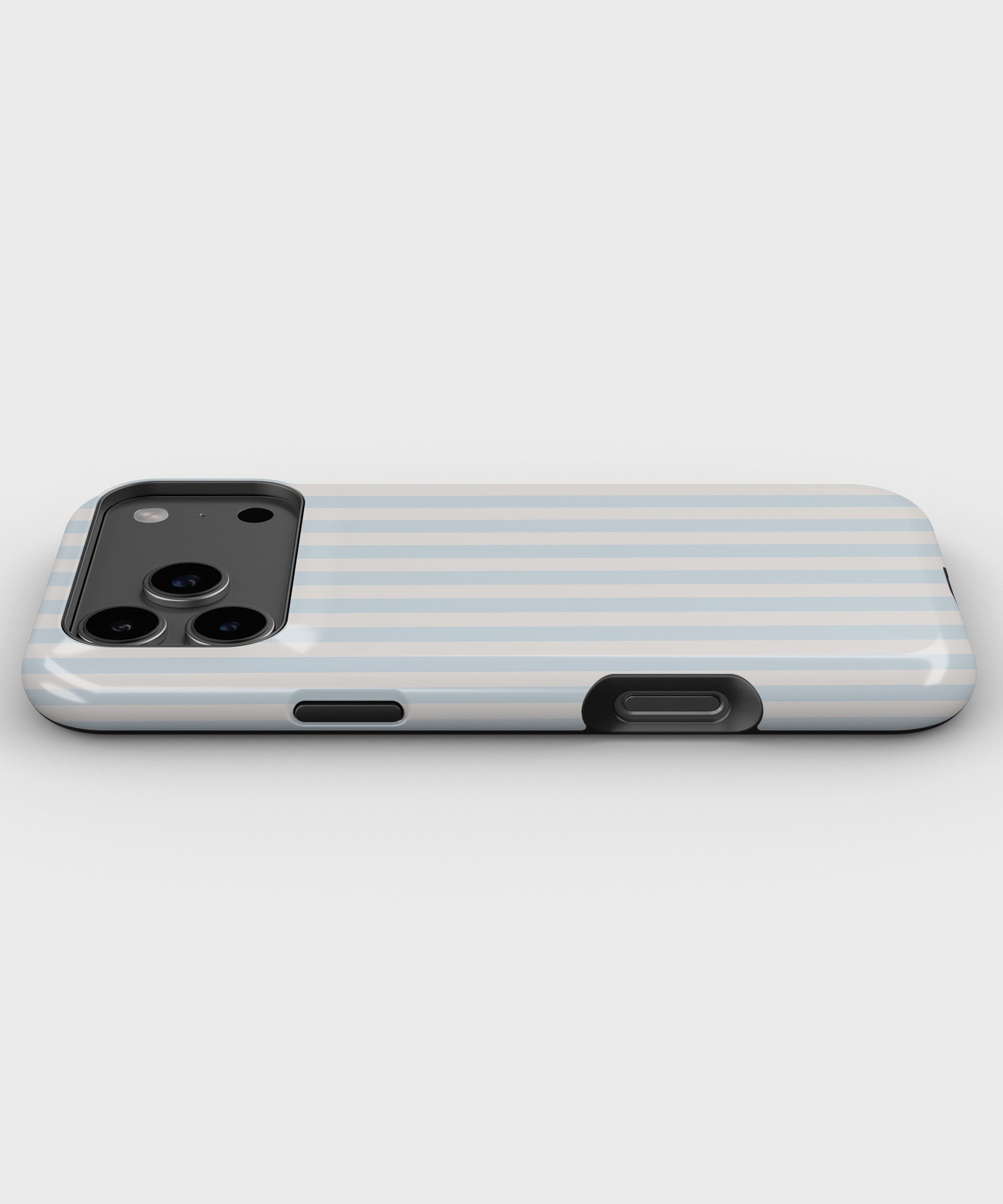 Powder Blue White Vertical Stripe MagSafe iPhone Tough Case - i17PMT p3