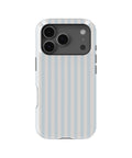 Powder Blue White Vertical Stripe MagSafe iPhone Tough Case - i17PT p1