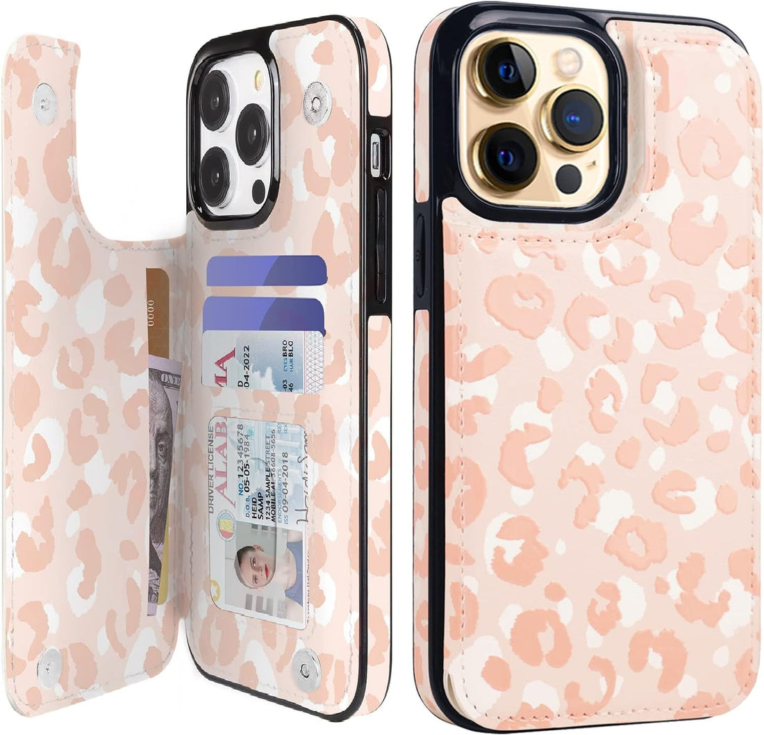 Leather Flip Wallet Case for iPhone 14 – 3–4 Card Slots & Kickstand (Style 1) – product image 1