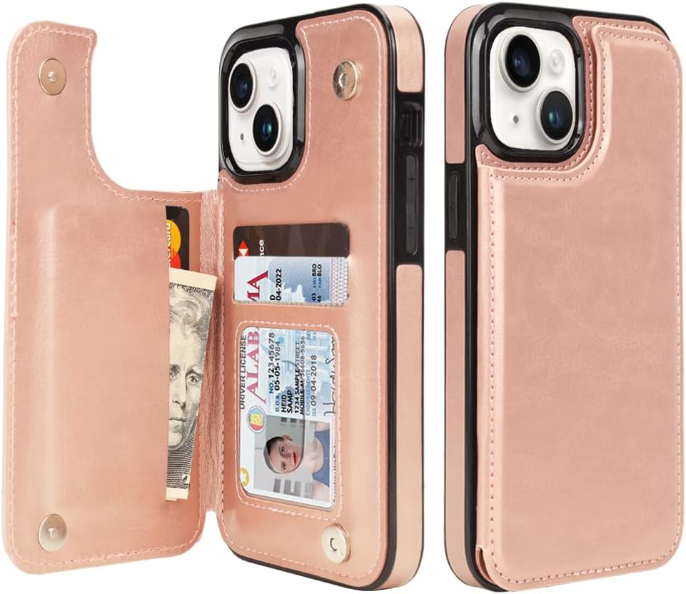 Leather Flip Wallet Case for iPhone 13 – 3–4 Card Slots & Kickstand (Style 13) – product image 1