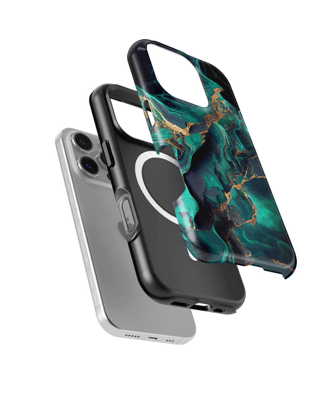 Personalized Emerald Marble Luxe iPhone 17 Case | Custom Name MagSafe Shockproof Case for iPhone 17 Pro Max, 17 Pro & 17 Air