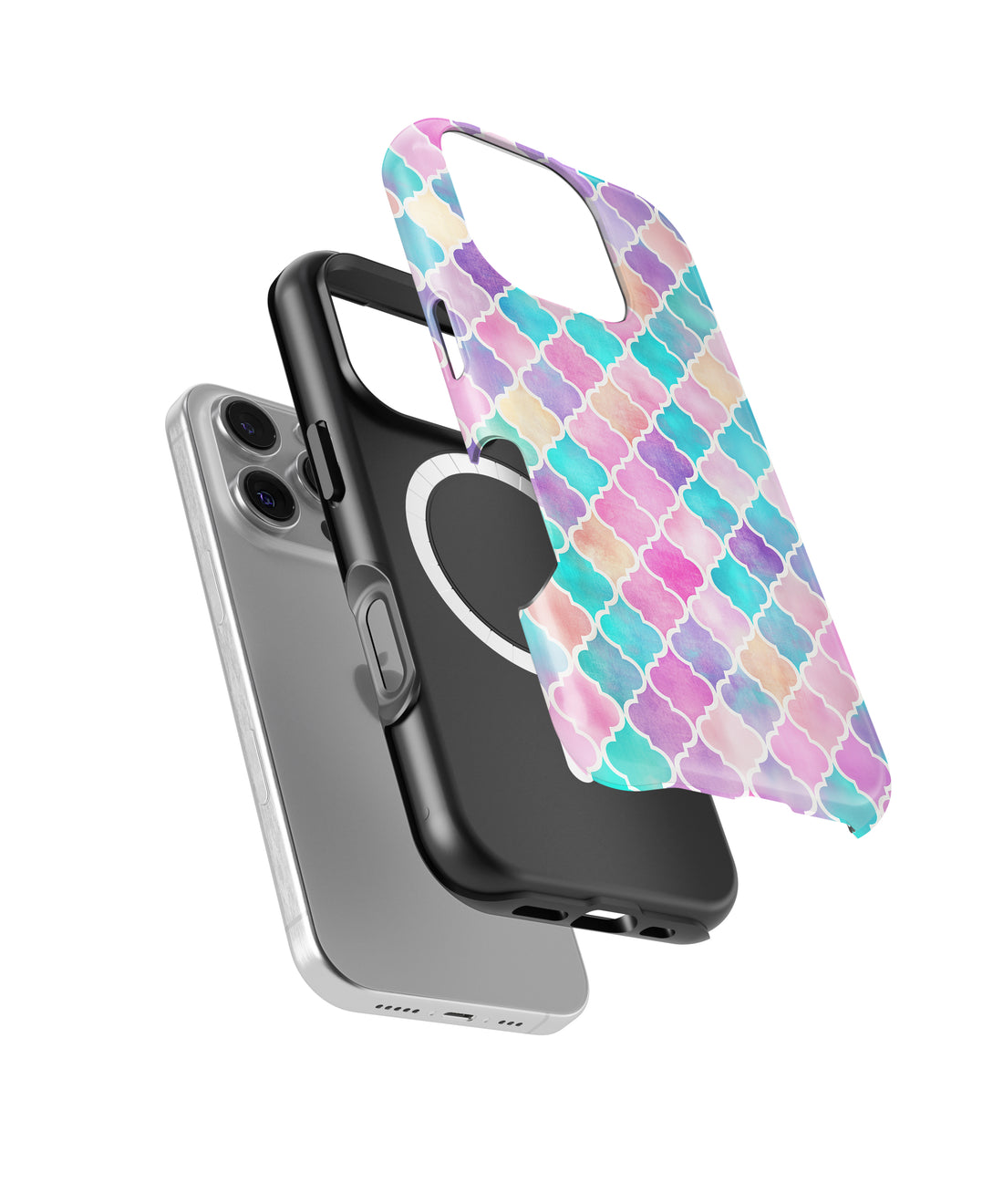 Personalized Rainbow Moroccan Pattern iPhone 17 Case | Custom Name MagSafe Shockproof Case for iPhone 17 Pro Max, 17 Pro & 17 Air