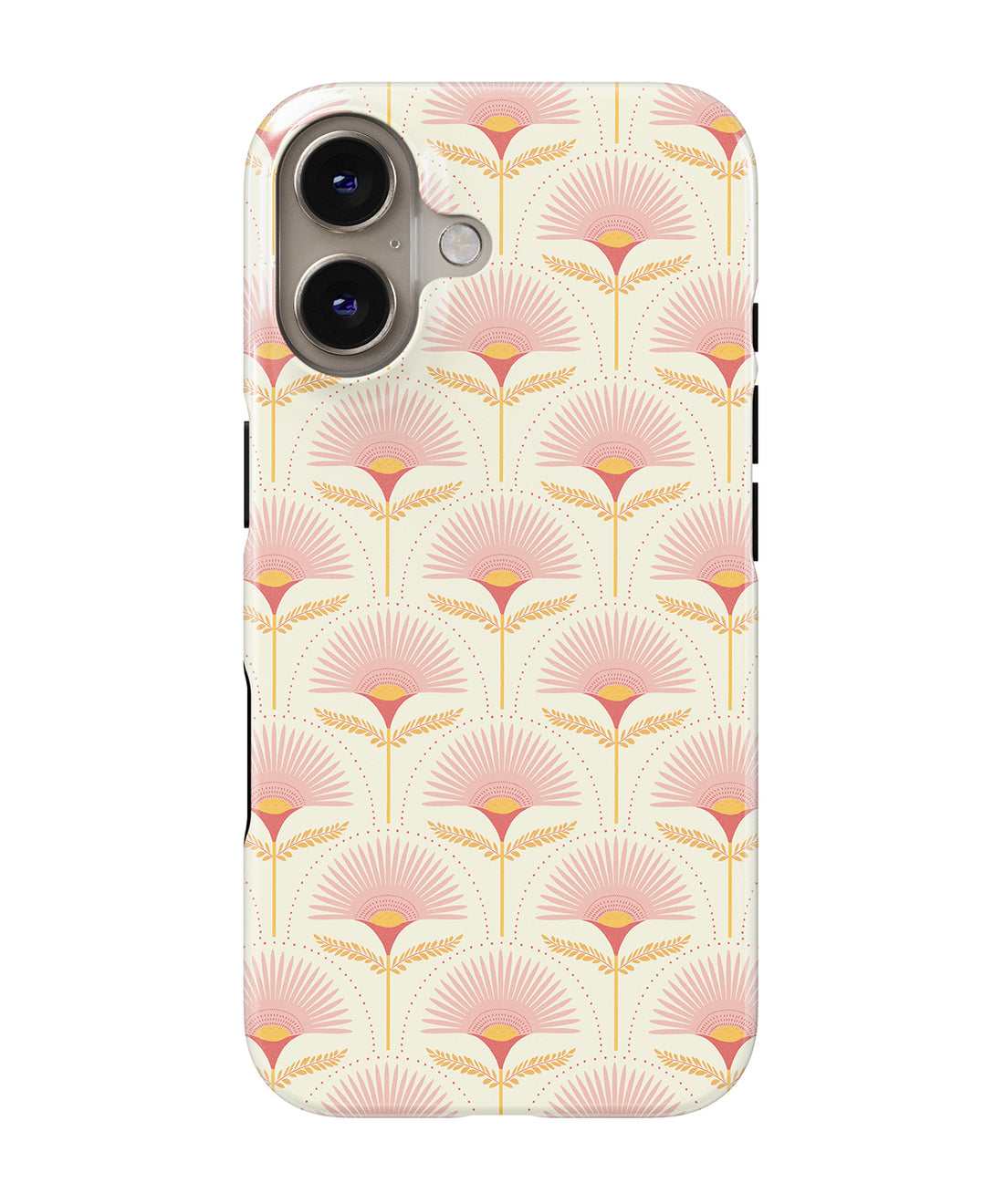Personalized Natural Pink Palm Floral iPhone 17 Case | Custom Name MagSafe Shockproof Case for iPhone 17 Pro Max, 17 Pro & 17 Air