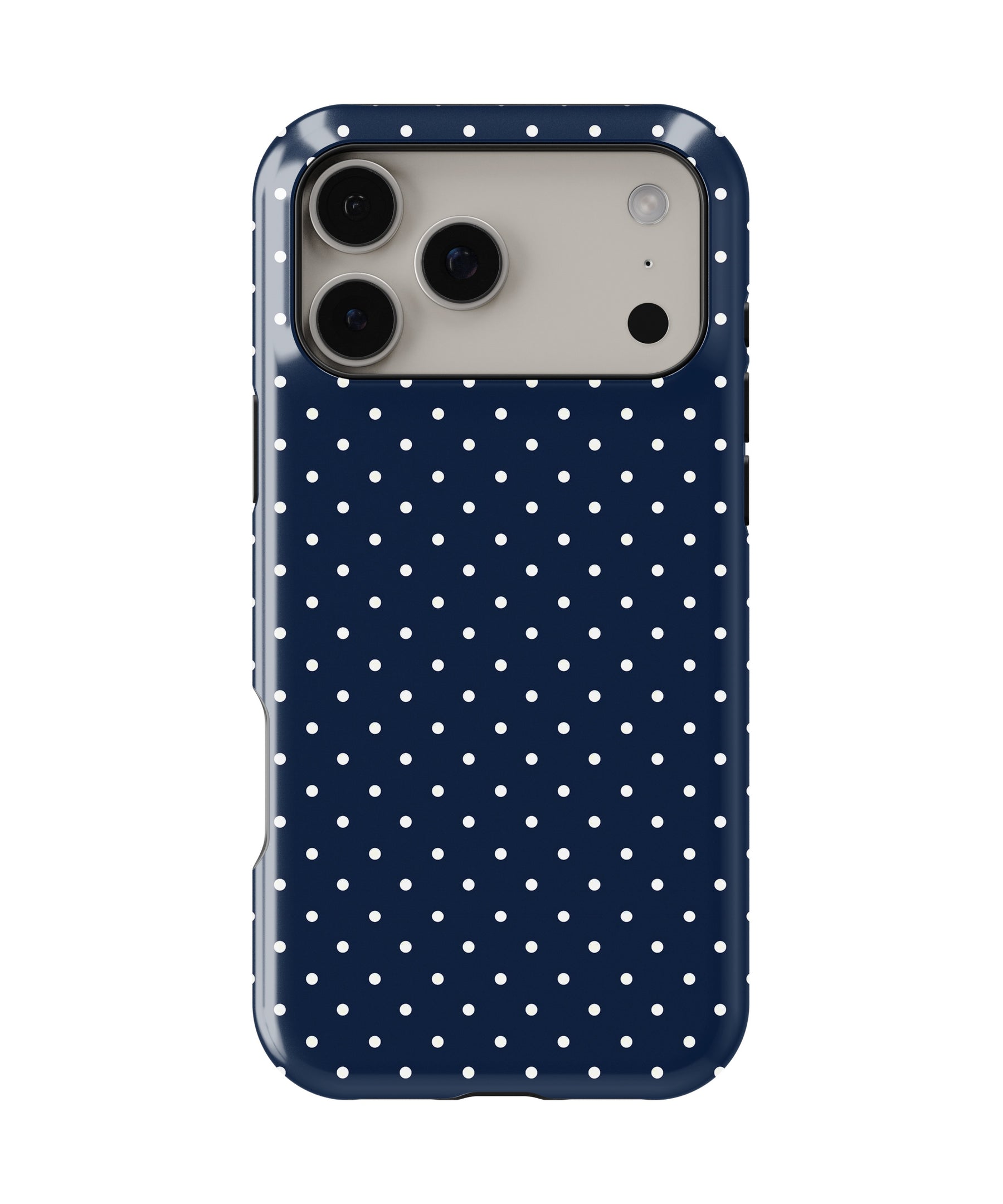 Navy White Polka Dot MagSafe iPhone Tough Case