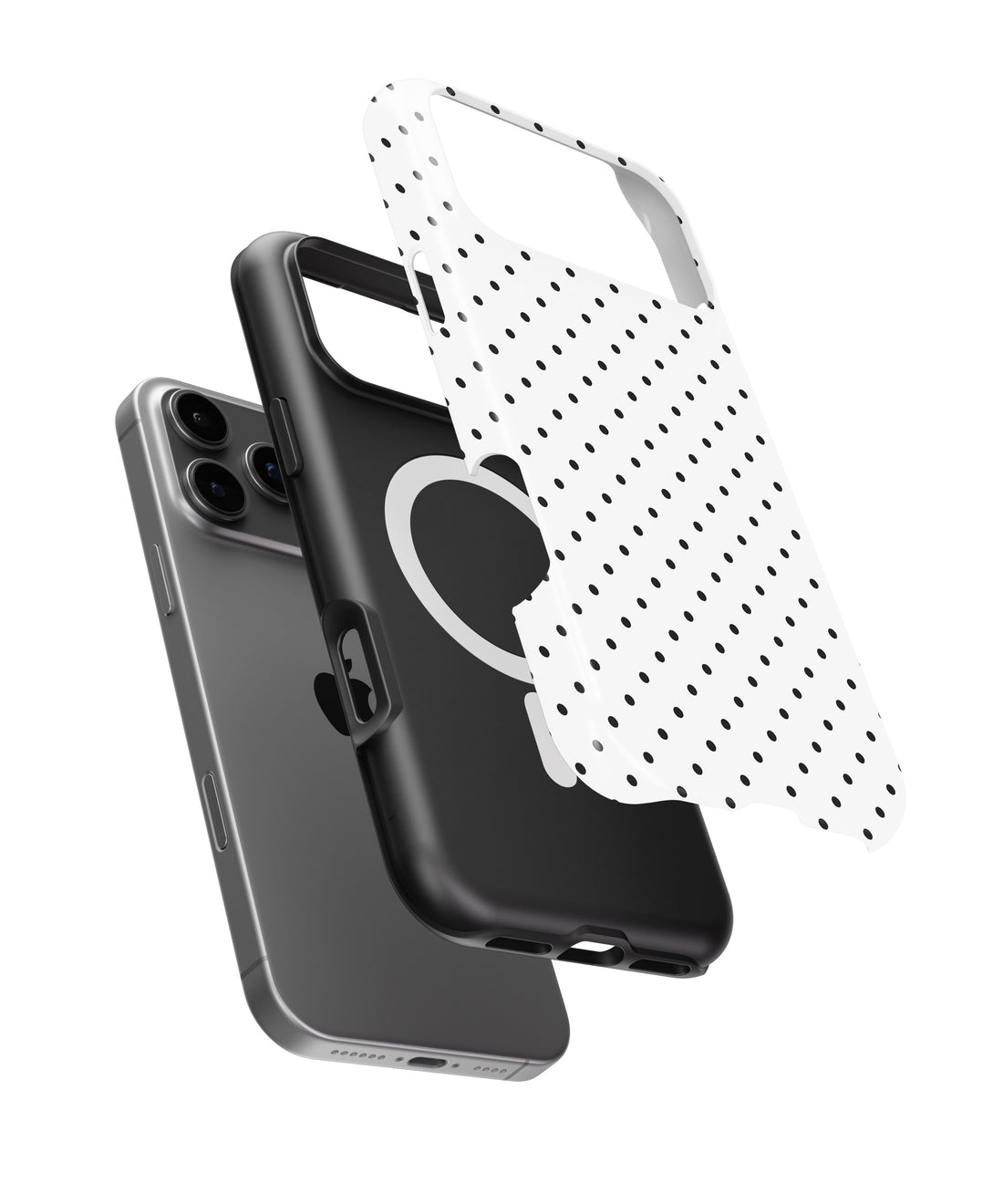 Black White Polka Dot MagSafe iPhone Tough Case - i17PMT p1