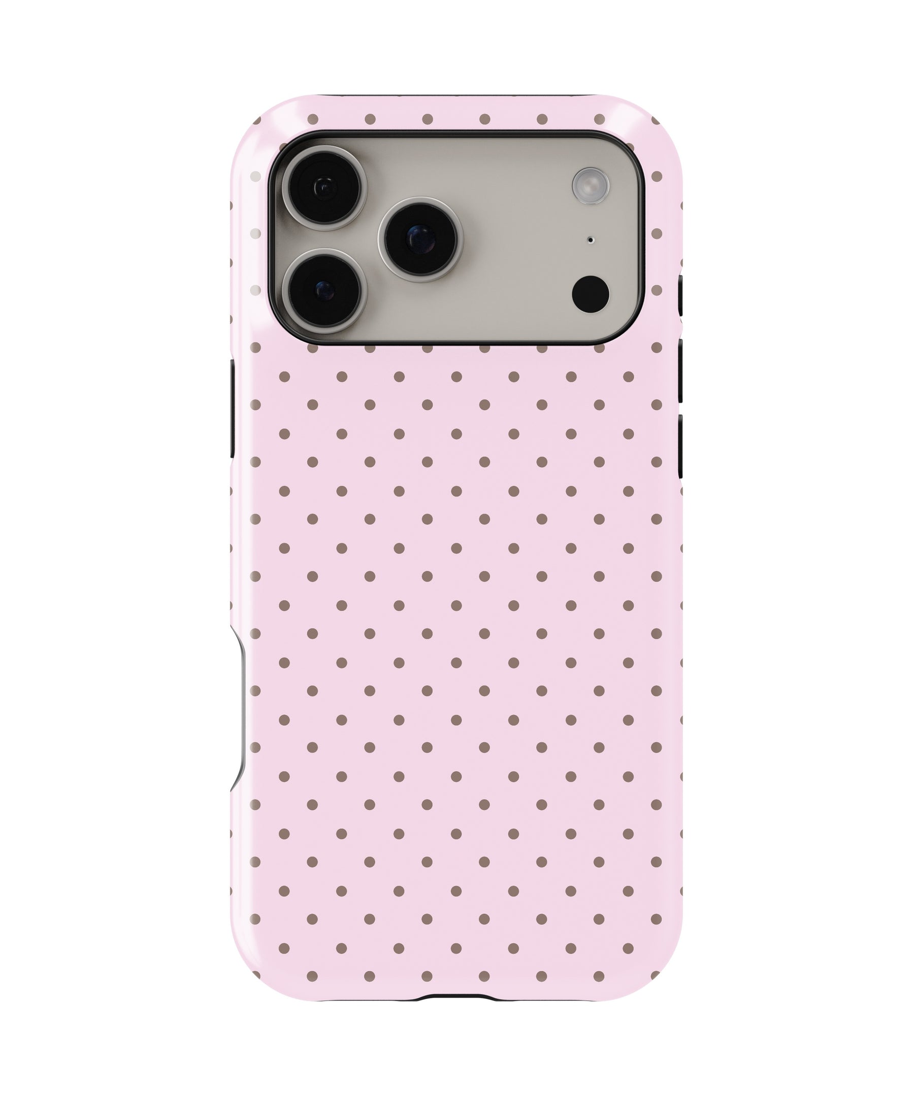 Blush Pink Taupe Polka Dot MagSafe iPhone Tough Case