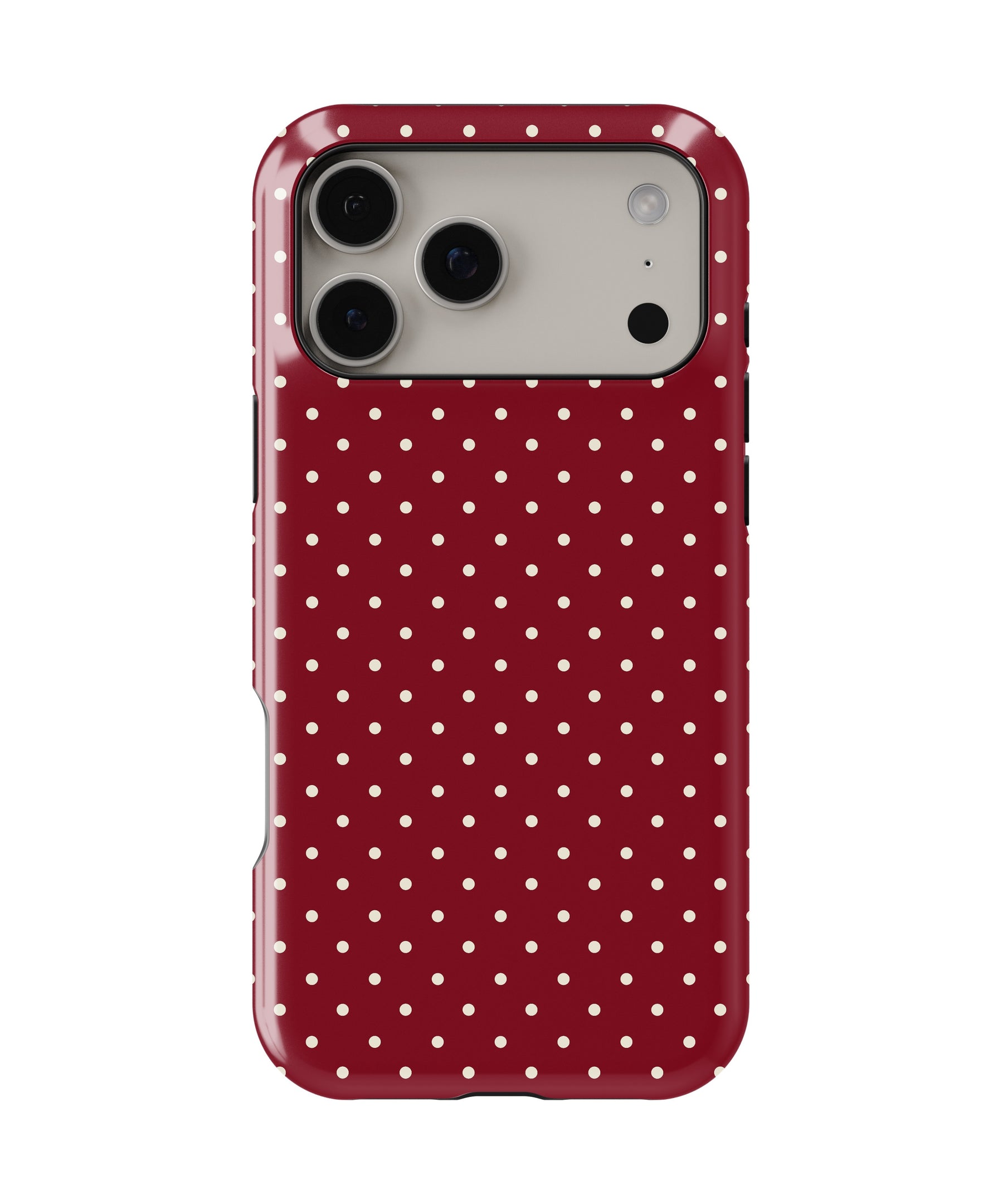 Burgundy Cream Polka Dot MagSafe iPhone Tough Case