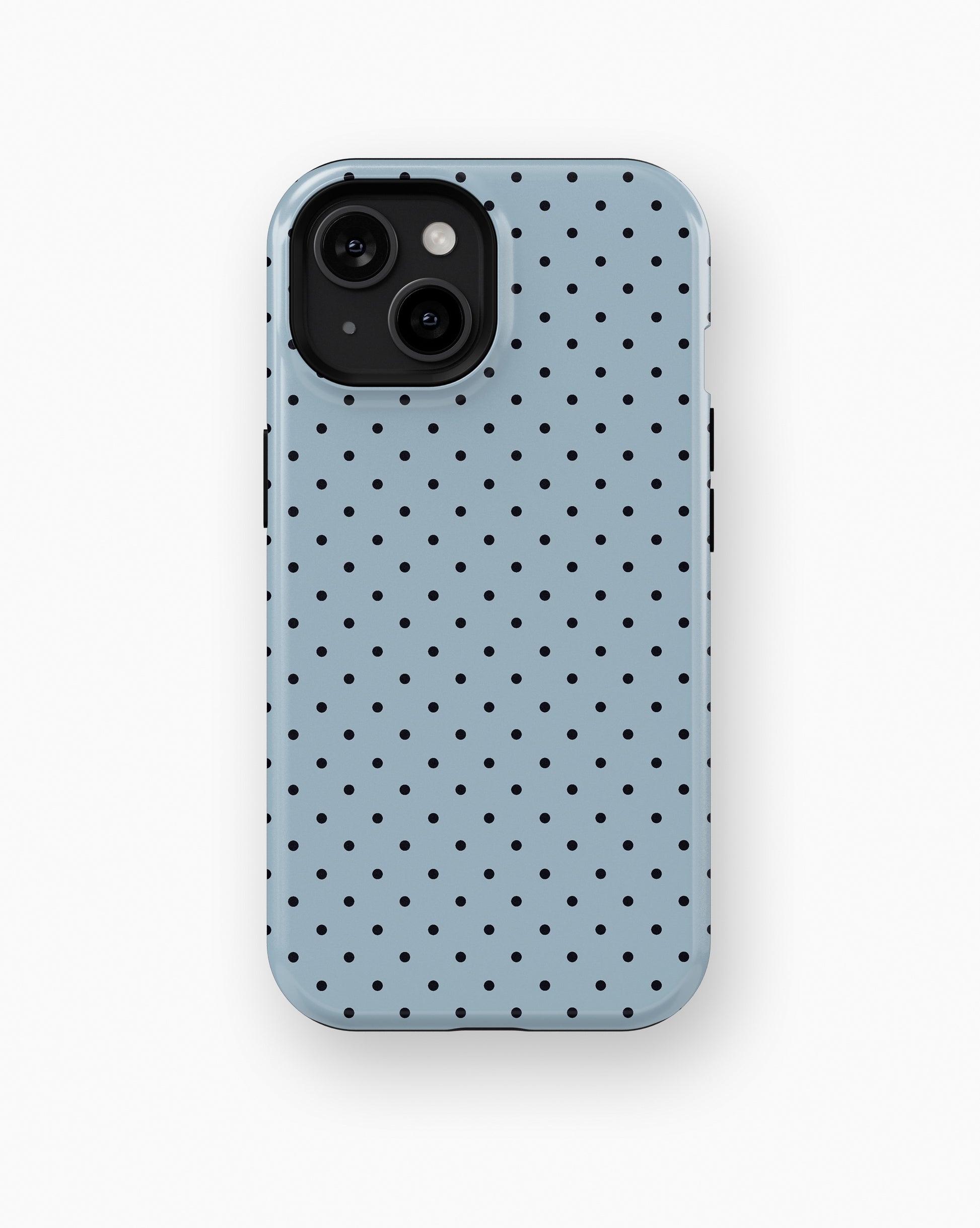 Powder Blue Black Polka Dot MagSafe iPhone Tough Case - i15 tough p1