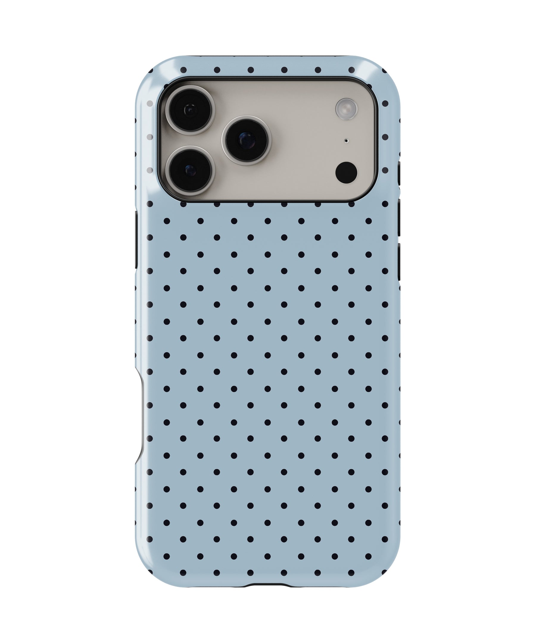 Powder Blue Black Polka Dot MagSafe iPhone Tough Case