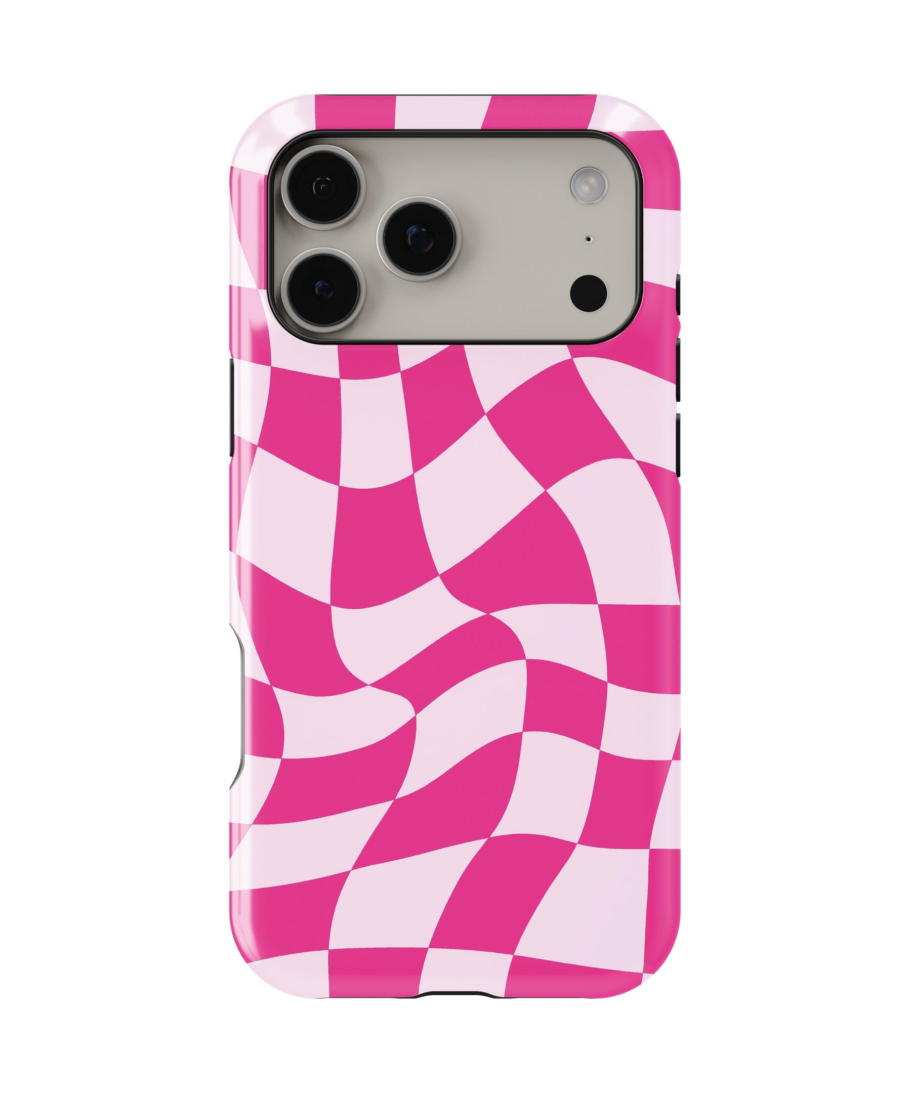 Hot Pink Wavy Checkered MagSafe iPhone Tough Case