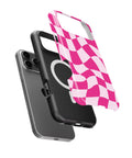 Hot Pink Wavy Checkered MagSafe iPhone Tough Case - i17PMT p11