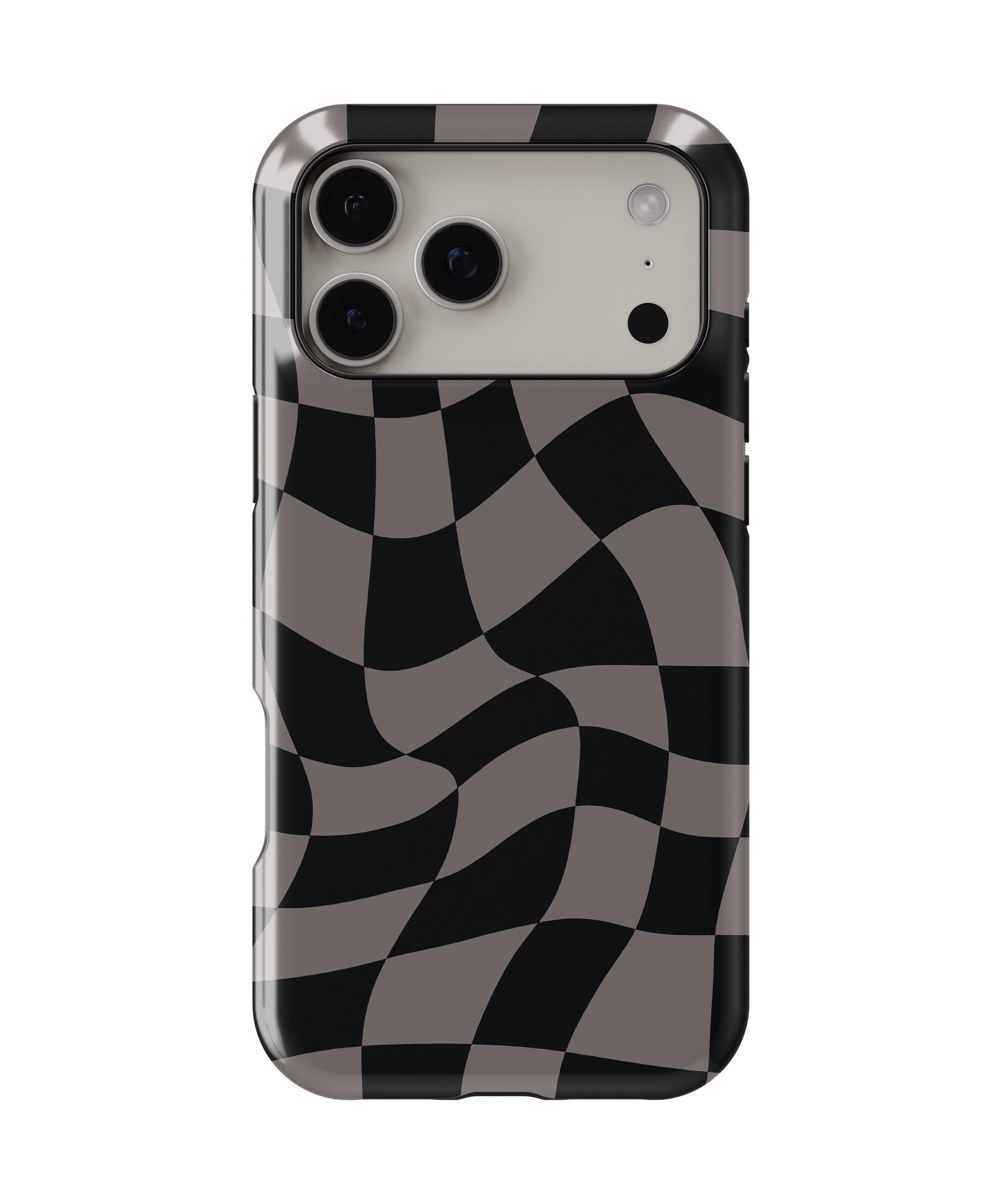 Black Taupe Wavy Checkered MagSafe iPhone Tough Case