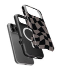 Black Taupe Wavy Checkered MagSafe iPhone Tough Case - i17PMT p11