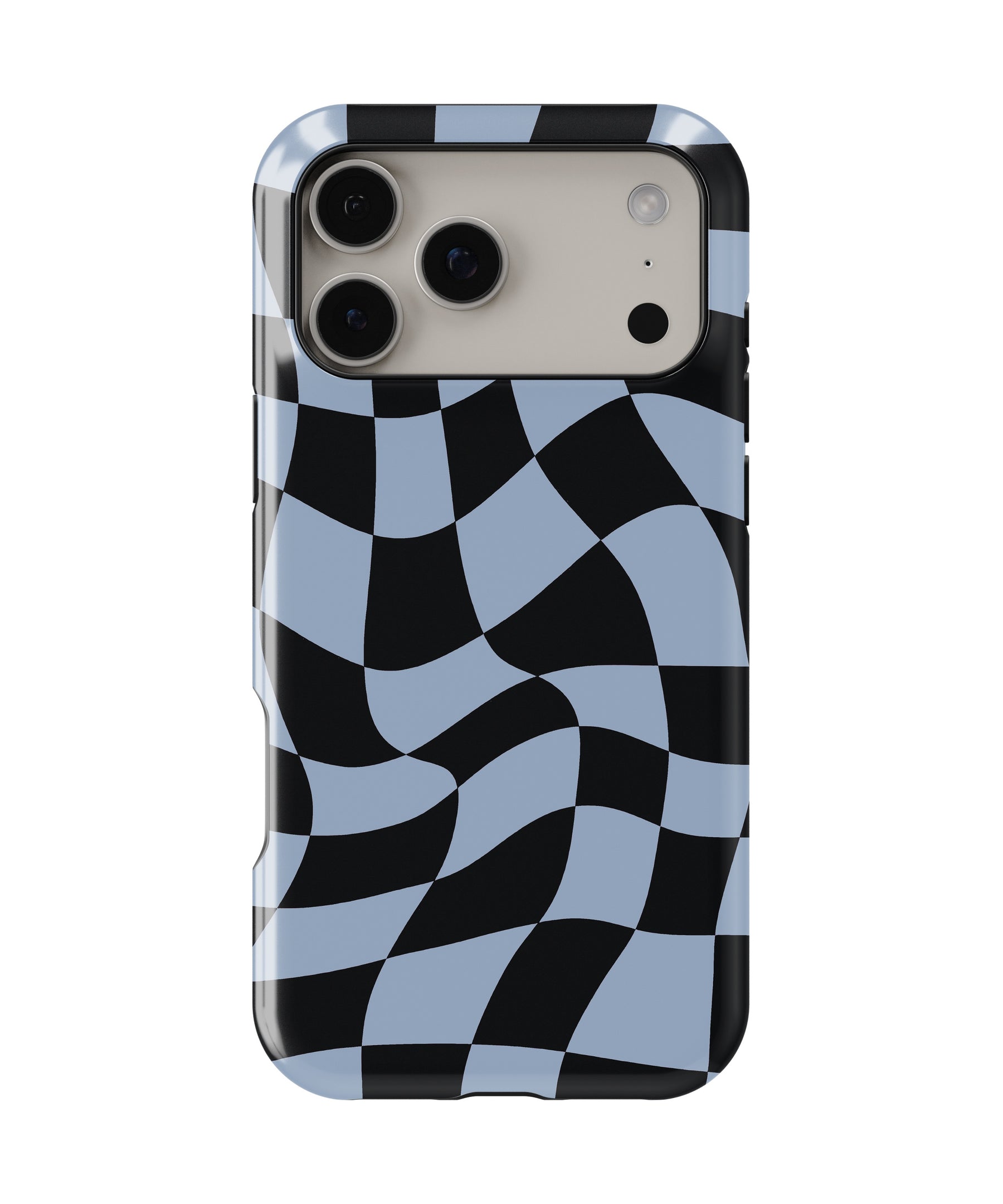 Powder Blue Black Wavy Checkered MagSafe iPhone Tough Case