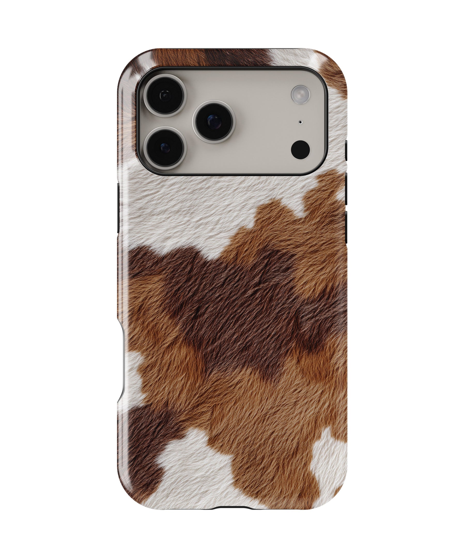Brown White Cowhide Print MagSafe iPhone Tough Case