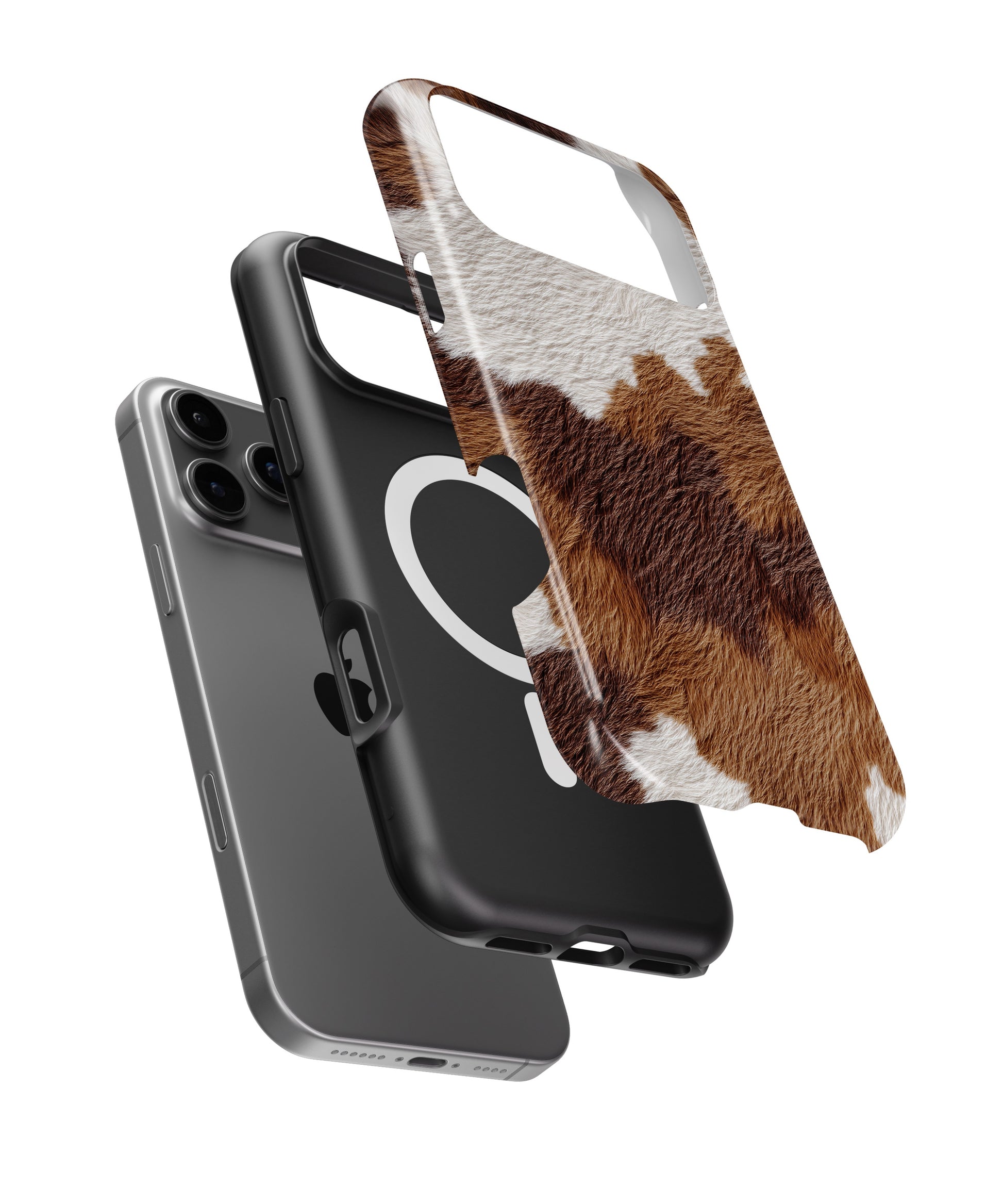 Brown White Cowhide Print MagSafe iPhone Tough Case - i17PMT p11