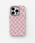 Blush Pink Cream Wavy Checkered MagSafe iPhone Tough Case - i15 pro tough p1