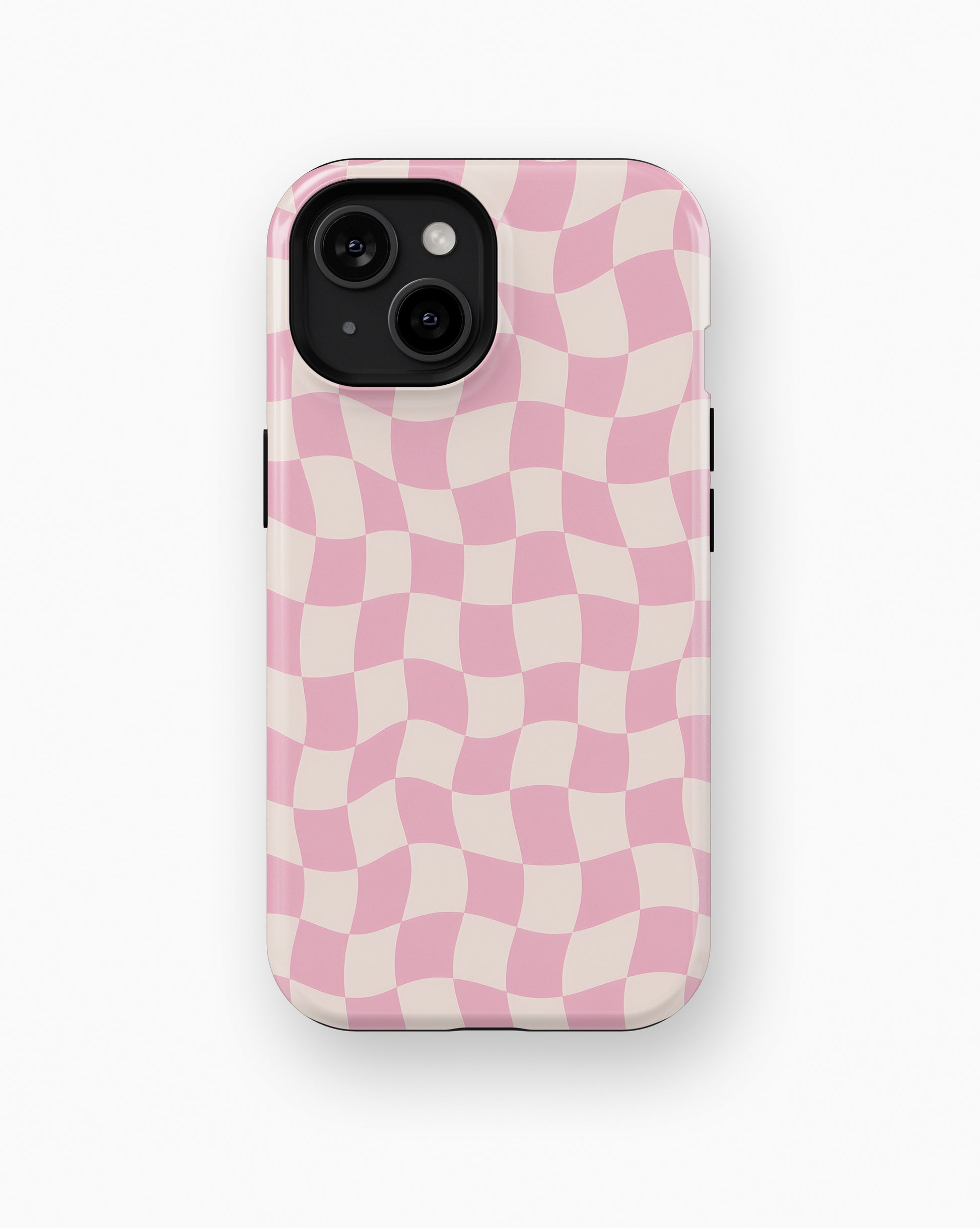 Blush Pink Cream Wavy Checkered MagSafe iPhone Tough Case - i15 tough p1
