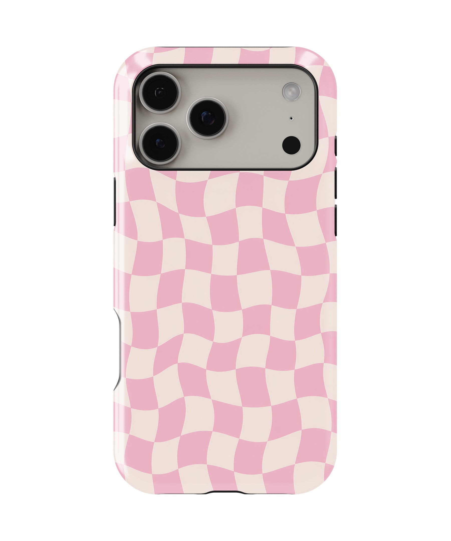 Blush Pink Cream Wavy Checkered MagSafe iPhone Tough Case