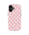 Blush Pink Cream Wavy Checkered MagSafe iPhone Tough Case - i17T p1