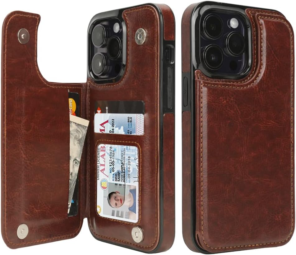 uCOLOR Flip Leather Wallet Case Card Holder with Card Holder Compatible with iPhone 14/iPhone 14 Pro/iPhone 14 Plus/iPhone 14 Pro Max