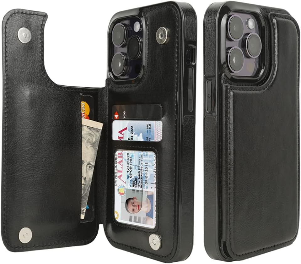 uCOLOR Flip Leather Wallet Case Card Holder with Card Holder Compatible with iPhone 14/iPhone 14 Pro/iPhone 14 Plus/iPhone 14 Pro Max