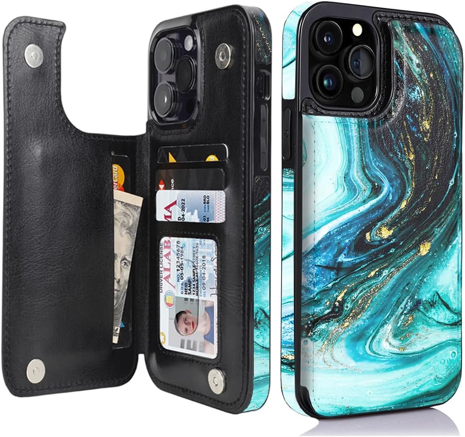uCOLOR Flip Leather Wallet Case Card Holder Compatible with iPhone 12/iPhone 12 Pro 5G 6.1/iPhone 12 Pro Max 6.7" inch Women and Girls with Card Holder Kickstand