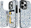 Blue Porcelain Floral Flip Wallet Case for iPhone 17–14 – Card Holder & Kickstand - iPhone 15 Pro exact model view, non-MagSafe double-buckle wallet case [OB558-iPhone-15-Pro-B0GVDRHQ82]