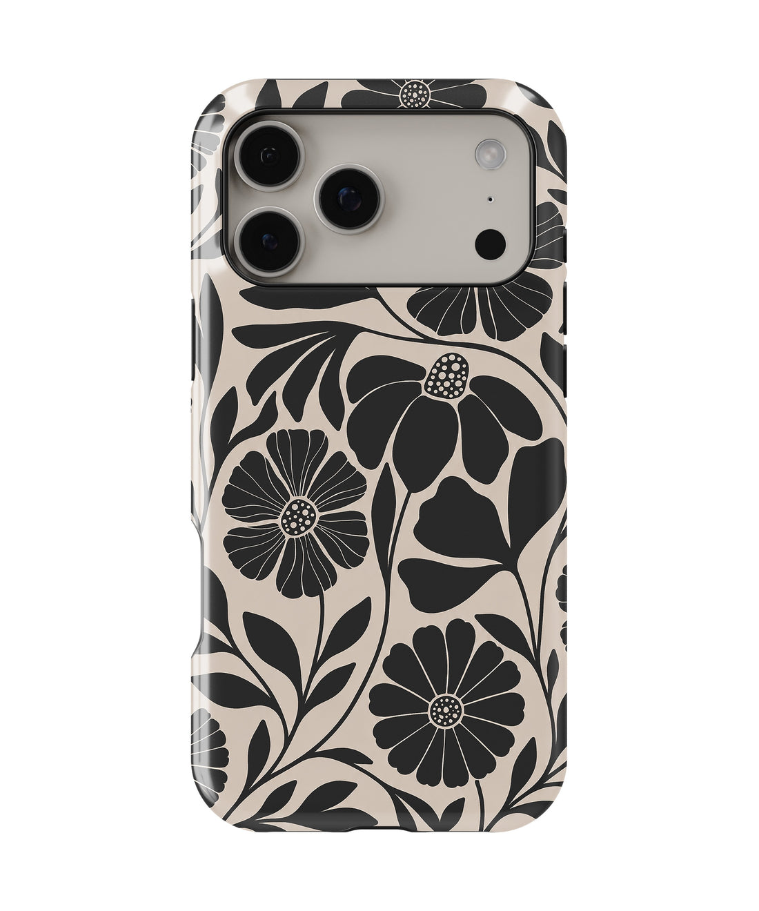 Black Cream Retro Floral MagSafe iPhone Tough Case product image for iPhone 17 Pro Max