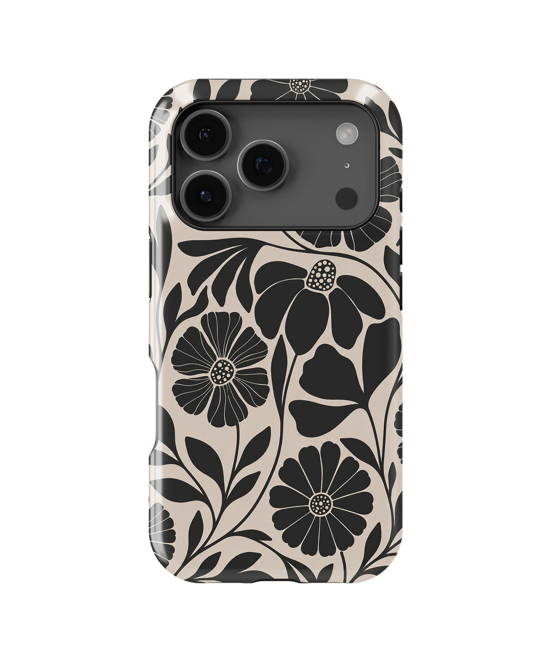 Black Cream Retro Floral MagSafe iPhone Tough Case product image for iPhone 17 Pro Max