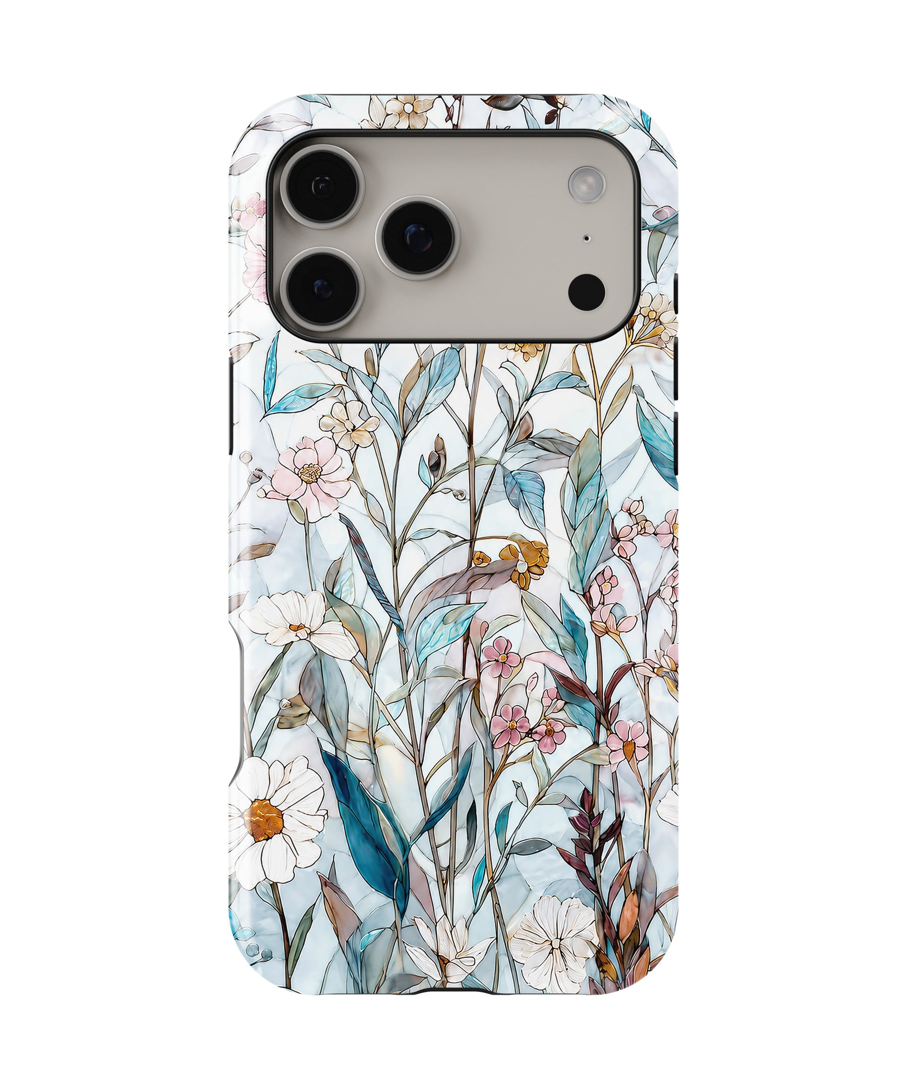 Blue Botanical Wildflower MagSafe iPhone Tough Case – Custom Name Option