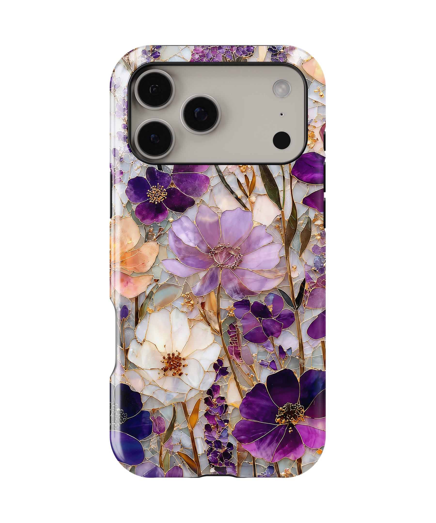 Purple Pressed Flower MagSafe iPhone Tough Case