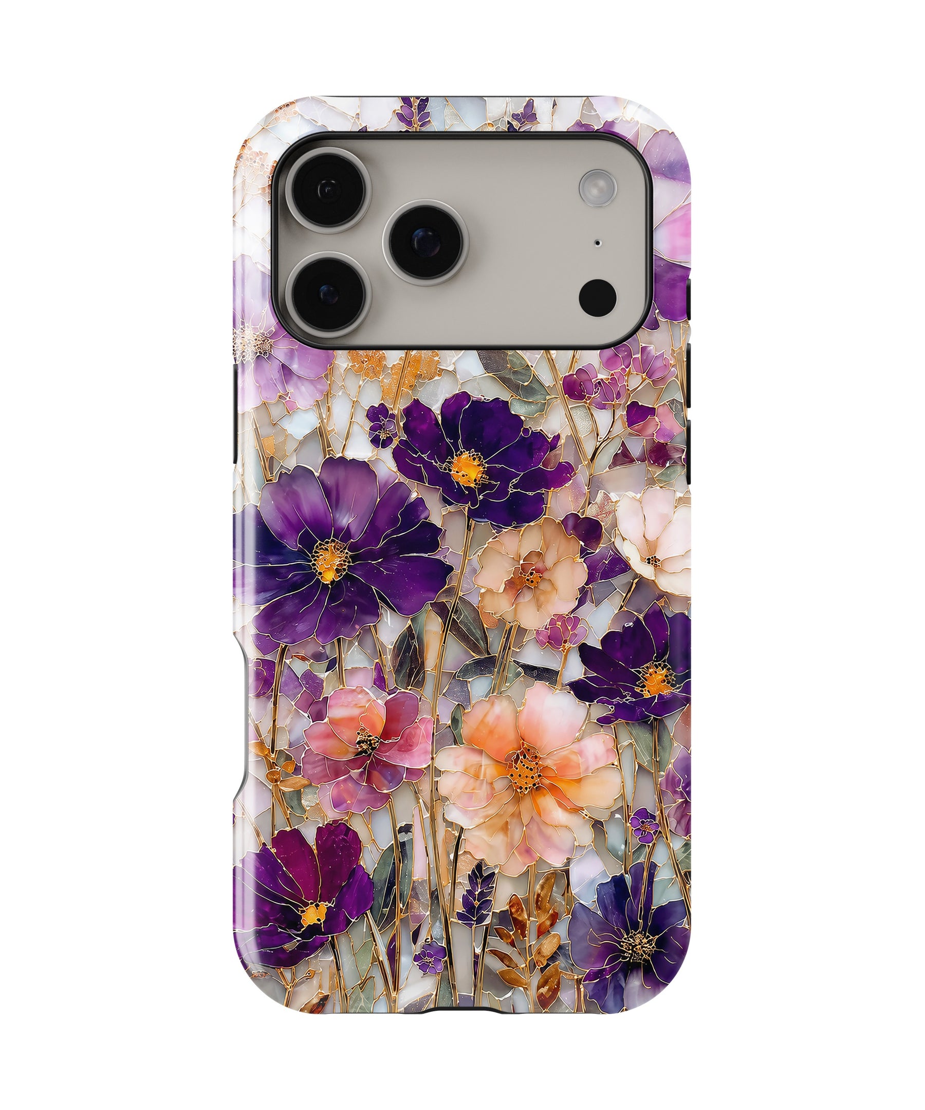 Purple Pansy Floral MagSafe iPhone Tough Case