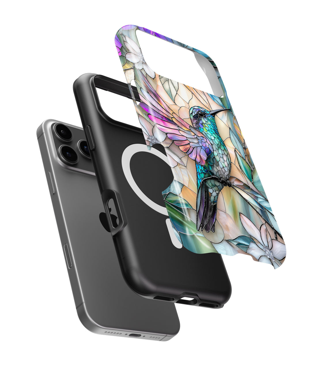 Stained Glass Hummingbird Floral MagSafe iPhone Tough Case product image for iPhone 17 Pro Max