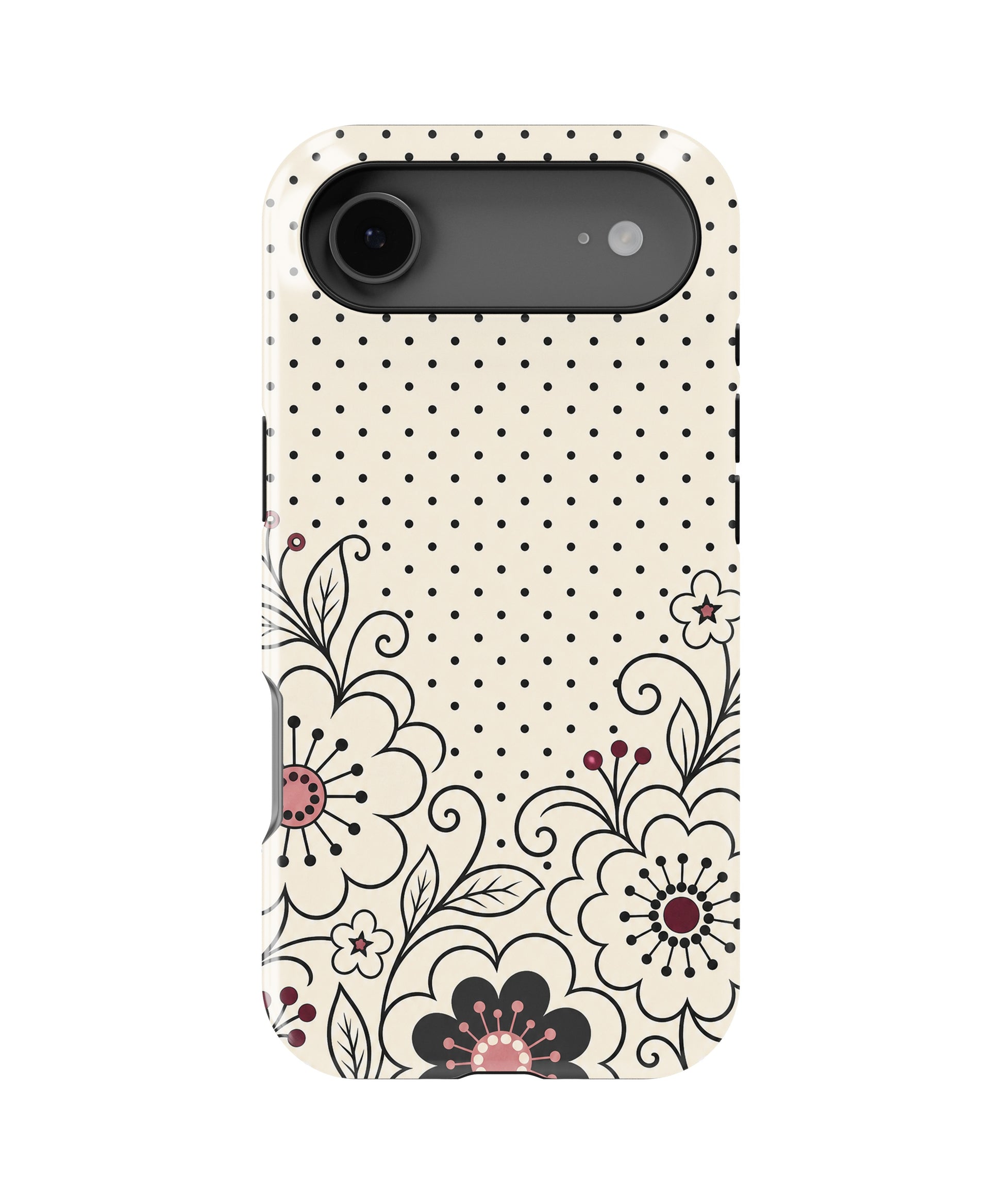 Cream black Y2K floral line art polka dot MagSafe iPhone tough case for iPhone 17 Air