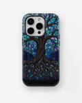 Iridescent blue abalone mosaic Tree of Life shockproof case for iPhone Pro models