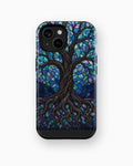 Iridescent blue abalone mosaic Tree of Life shockproof case for standard iPhone models