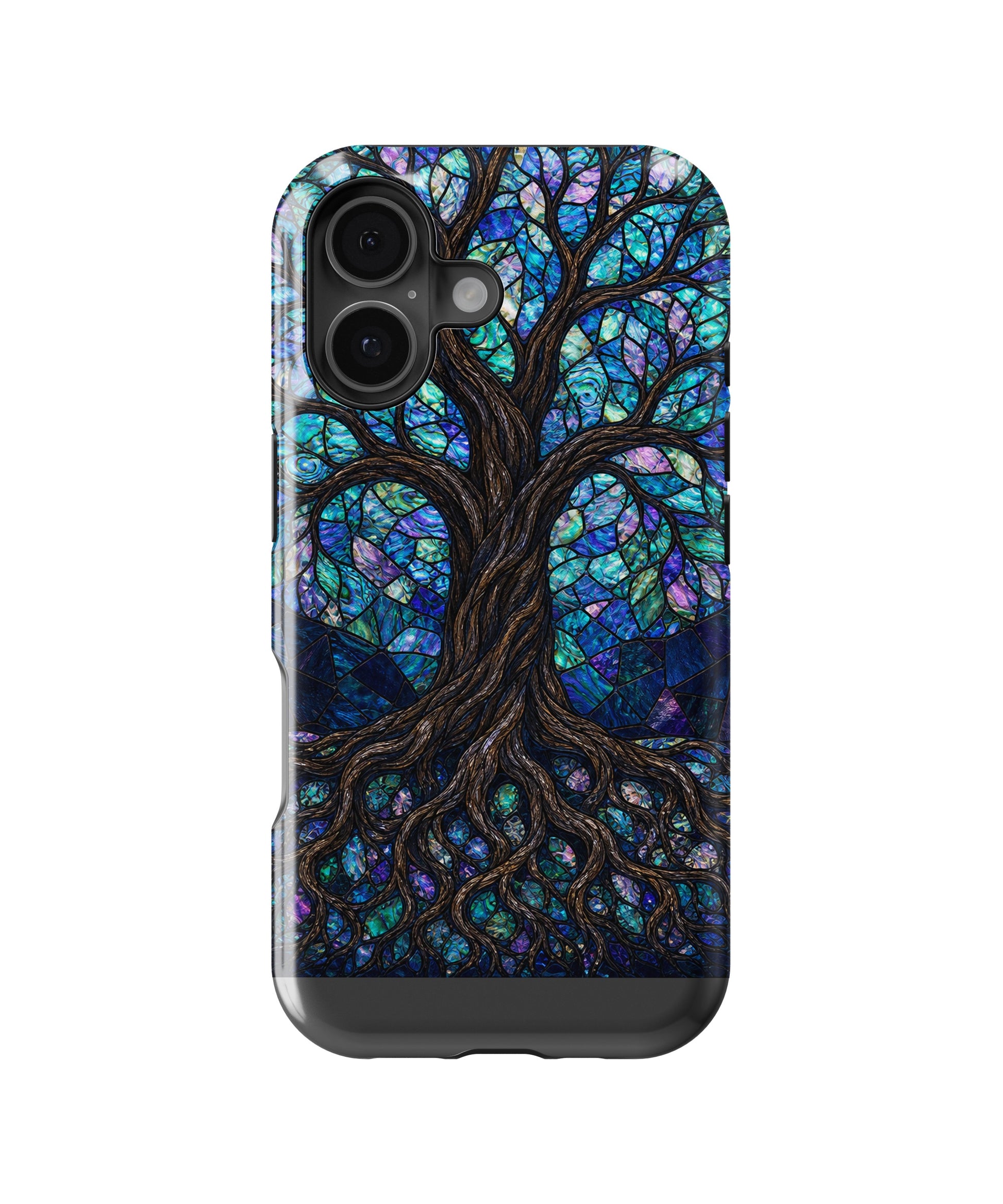 Iridescent blue abalone mosaic Tree of Life MagSafe iPhone tough case for iPhone 17