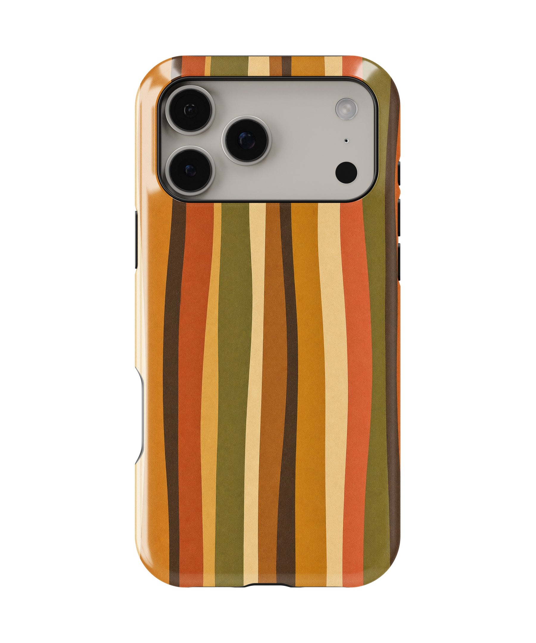 70s Retro Wavy Vertical Stripes MagSafe iPhone Tough Case – Custom Name Option