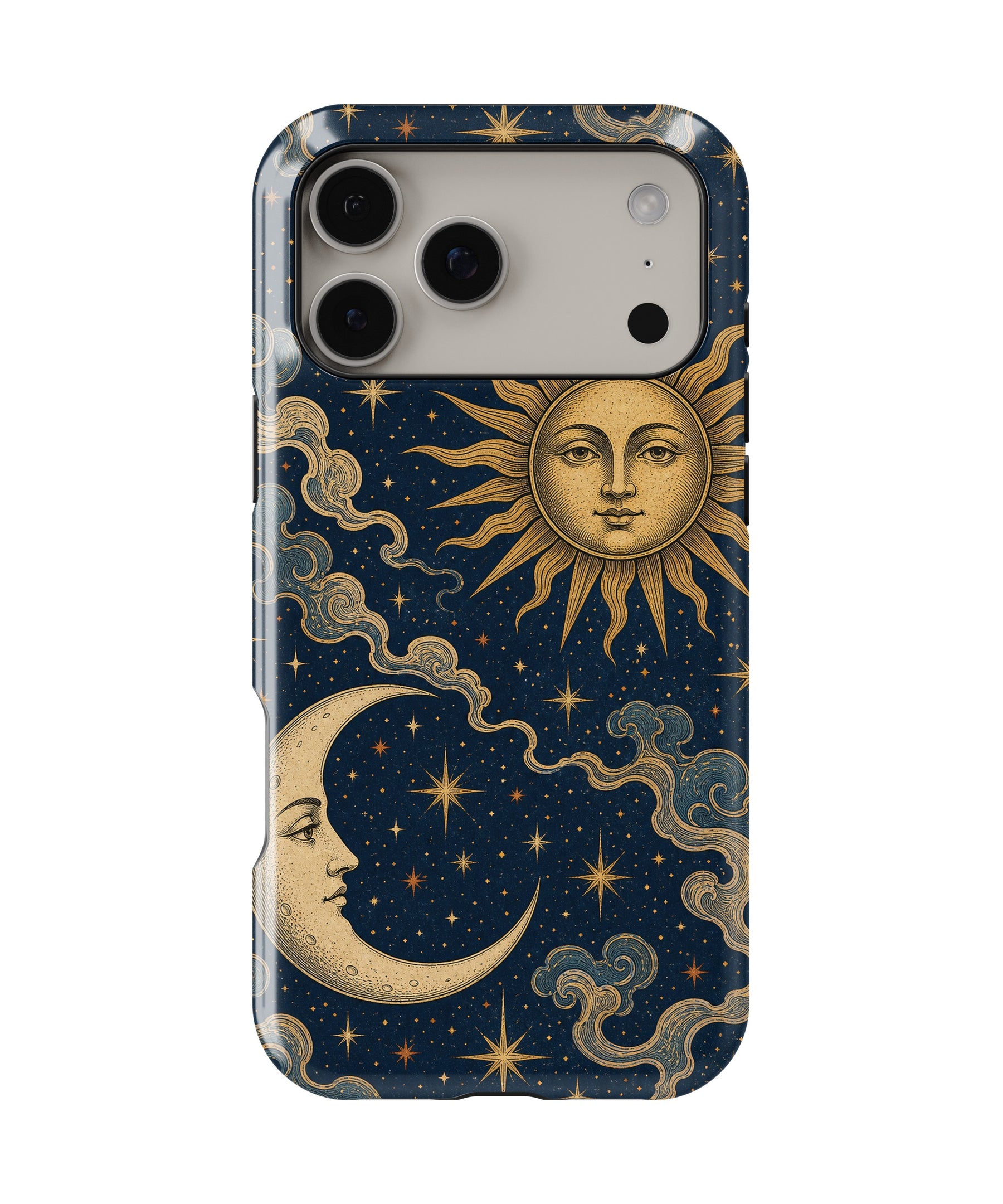 Vintage Celestial Sun and Moon MagSafe iPhone Tough Case – Custom Name Option