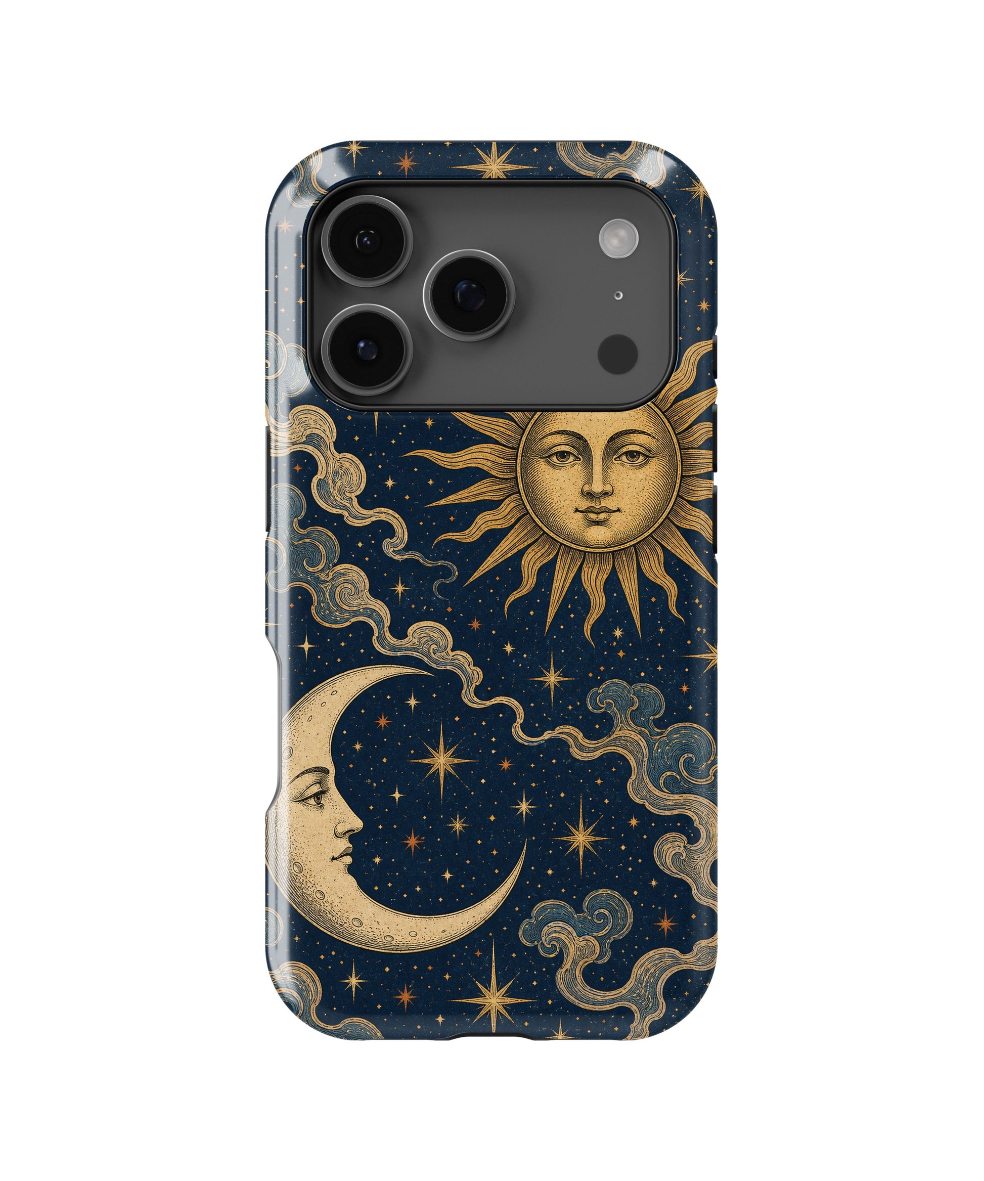 Vintage midnight blue sun and moon celestial MagSafe iPhone tough case for iPhone 17 Pro