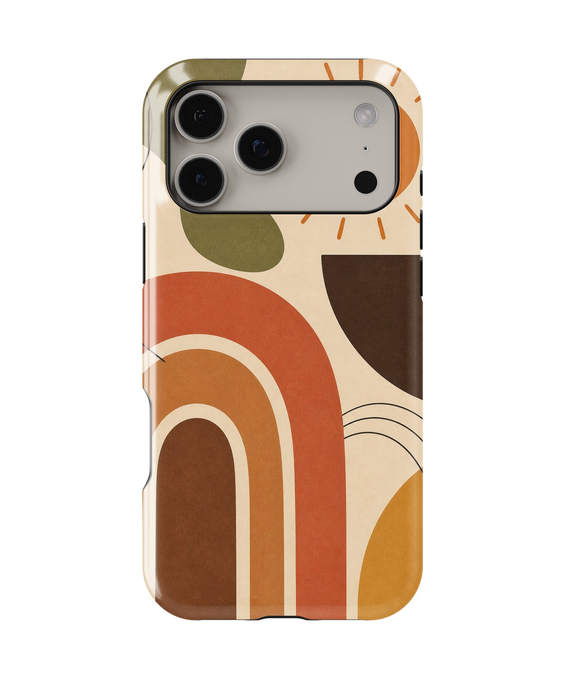 Mid-Century Modern Abstract Rainbow MagSafe iPhone Tough Case – Custom Name Option