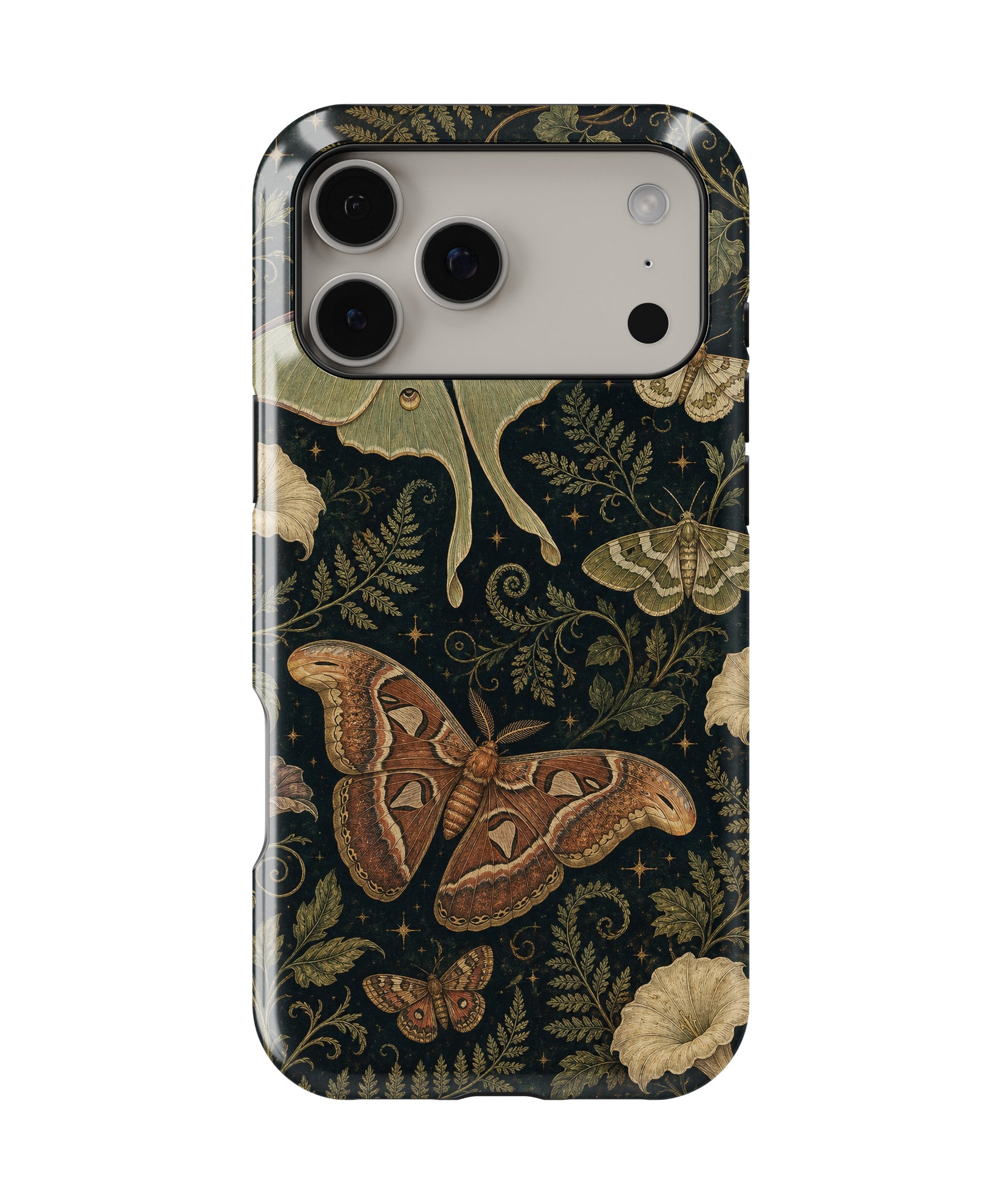 Dark Academia Moths and Night Botanicals MagSafe iPhone Tough Case – Custom Name Option