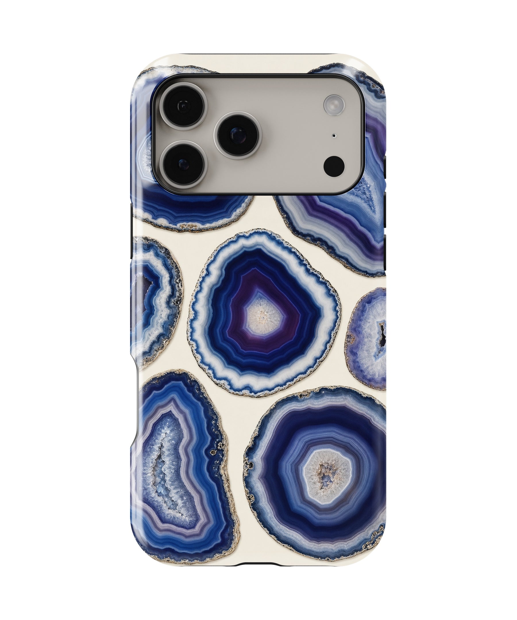 Blue Violet Agate Slice Collage MagSafe iPhone Tough Case – Custom Name Option
