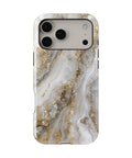 White gold clear quartz-inspired crystal geode shockproof MagSafe iPhone case for iPhone 17 Pro Max