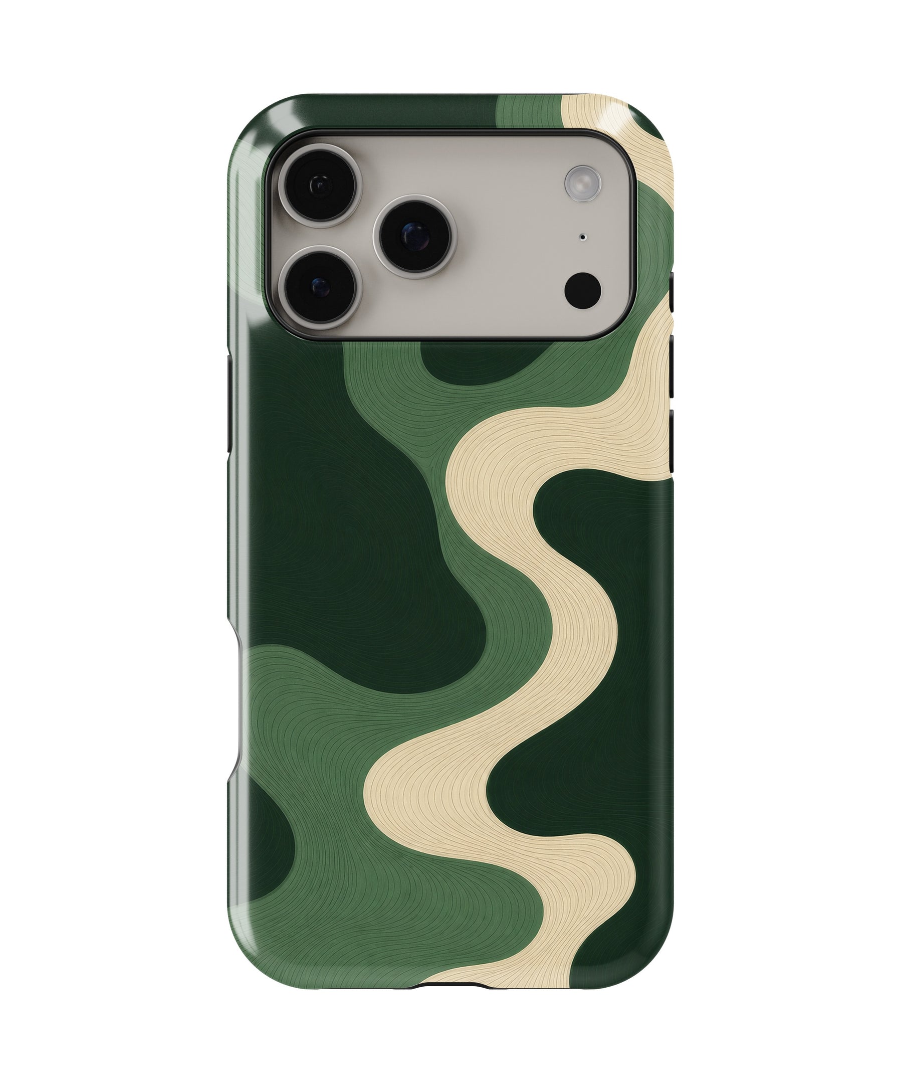 Emerald Topographic Wave MagSafe iPhone Tough Case – Custom Name Option